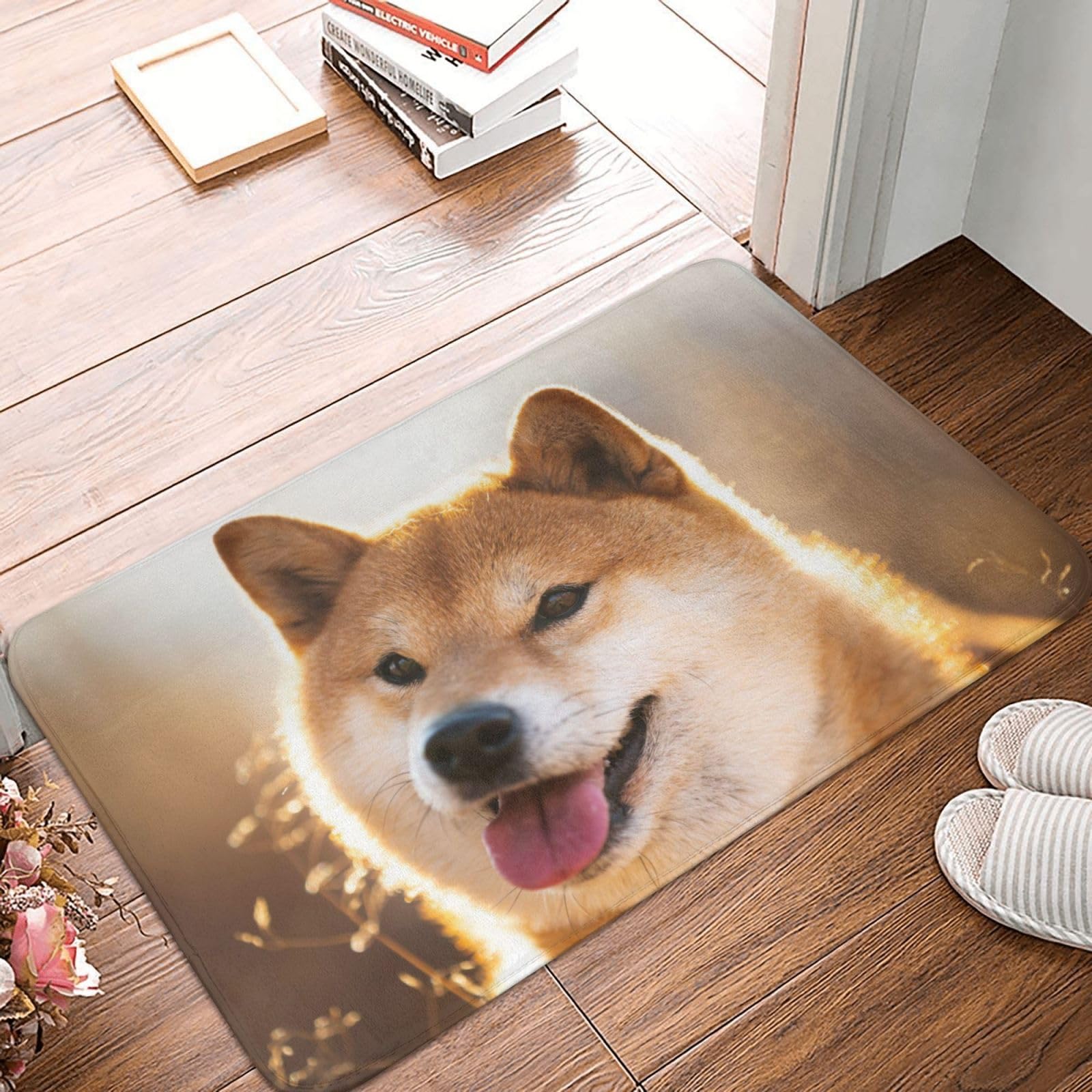 リビングマット玄関マット カーペット ラグマット 滑り止め45x120cm 柴犬 リビングマット玄関マット カーペット ラグマット 滑り止め45x120cm